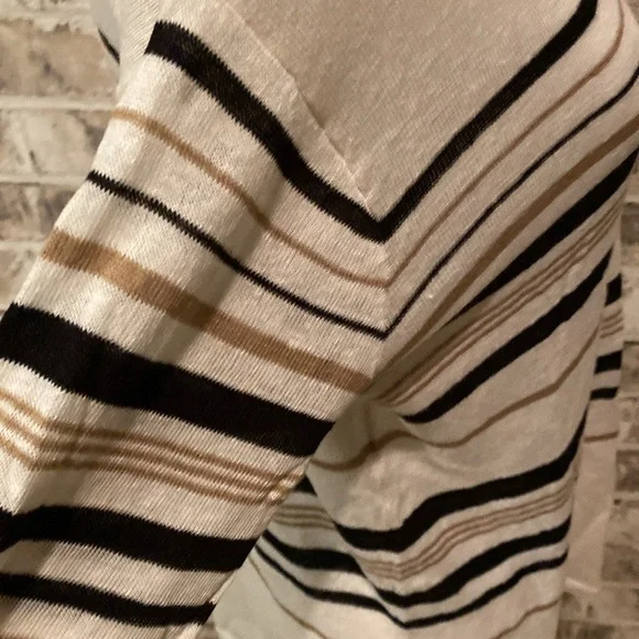J.Jill crew neck sweater. Size S. Cream with black and brown stripes. - Picture 8 of 14